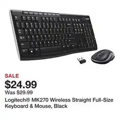 Office Depot Logitech MK270 Wireless Straight Full-Size Keyboard & Mouse, Black offer