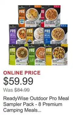 Costco ReadyWise Outdoor Pro Meal Sampler Pack - 8 Premium Camping Meals (2 Servings Per Pouch) offer