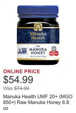 Costco Manuka Health UMF 20+ (MGO 850+) Raw Manuka Honey 8.8 oz offer