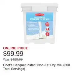Costco Chef's Banquet Instant Non-Fat Dry Milk (300 Total Servings) offer