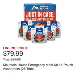 Costco Mountain House Emergency Meal Kit 15-Pouch Assortment (28 Total Servings) offer