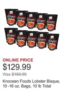 Costco Knocean Foods Lobster Bisque, 10 -16 oz. Bags, 10 lb Total offer