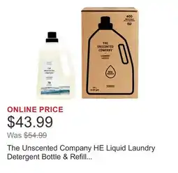 Costco The Unscented Company HE Liquid Laundry Detergent Bottle & Refill Box, 478 Loads, 403.82 fl oz offer