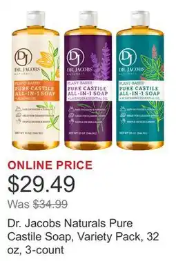Costco Dr. Jacobs Naturals Pure Castile Soap, Variety Pack, 32 oz, 3-count offer