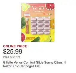 Costco Gillette Venus Comfort Glide Sunny Citrus, 1 Razor + 12 Cartridges Gel offer