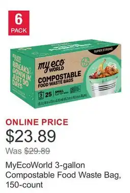 Costco MyEcoWorld 3-gallon Compostable Food Waste Bag, 150-count offer
