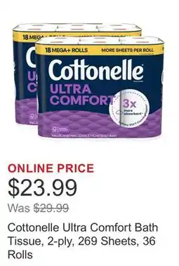 Costco Cottonelle Ultra Comfort Bath Tissue, 2-ply, 269 Sheets, 36 Rolls offer