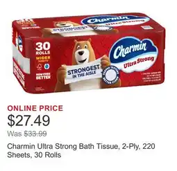 Costco Charmin Ultra Strong Bath Tissue, 2-Ply, 220 Sheets, 30 Rolls offer