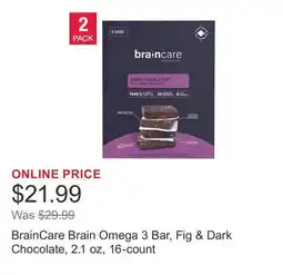 Costco BrainCare Brain Omega 3 Bar, Fig & Dark Chocolate, 2.1 oz, 16-count offer