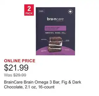 Costco BrainCare Brain Omega 3 Bar, Fig & Dark Chocolate, 2.1 oz, 16-count offer