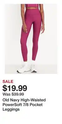 Old Navy Old Navy High-Waisted PowerSoft 7/8 Pocket Leggings offer
