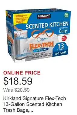 Costco Kirkland Signature Flex-Tech 13-Gallon Scented Kitchen Trash Bags, 200-count offer