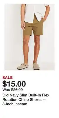 Old Navy Old Navy Slim Built-In Flex Rotation Chino Shorts -- 8-inch inseam offer