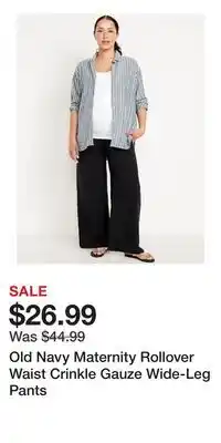 Old Navy Old Navy Maternity Rollover Waist Crinkle Gauze Wide-Leg Pants offer