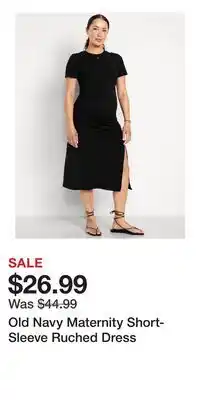 Old Navy Old Navy Maternity Short-Sleeve Ruched Dress offer