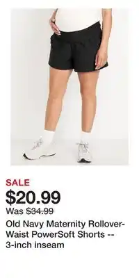 Old Navy Old Navy Maternity Rollover-Waist PowerSoft Shorts -- 3-inch inseam offer