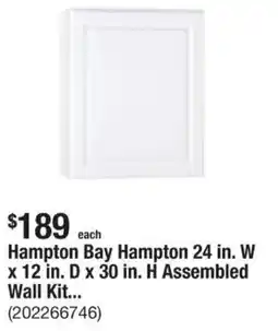 The Home Depot Hampton Bay Hampton 24 in. W x 12 in. D x 30 in. H Assembled Wall Kit... offer