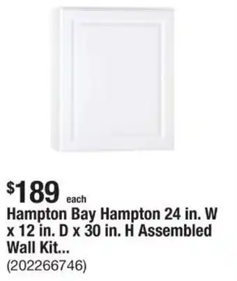 The Home Depot Hampton Bay Hampton 24 in. W x 12 in. D x 30 in. H Assembled Wall Kit... offer