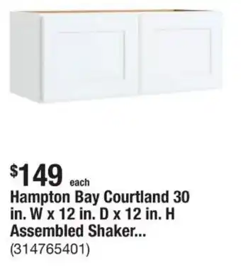 The Home Depot Hampton Bay Courtland 30 in. W x 12 in. D x 12 in. H Assembled Shaker... offer