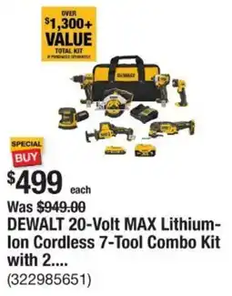 The Home Depot DEWALT 20-Volt MAX Lithium- Ion Cordless 7-Tool Combo Kit with 2.... offer