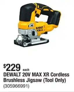 The Home Depot DEWALT 20V MAX XR Cordless Brushless Jigsaw offer