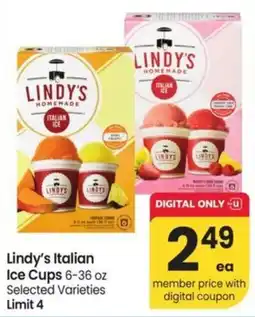 Albertsons Lindy's Italian Ice Cups offer