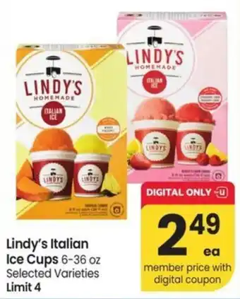 Albertsons Lindy's Italian Ice Cups offer