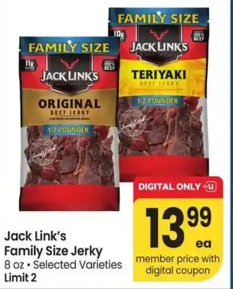 Albertsons Jack Link's Family Size Jerky offer