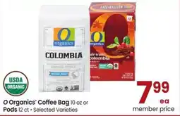 Albertsons O Organics Coffee Bag or pods offer