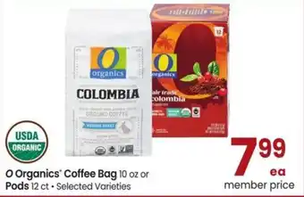 Albertsons O Organics Coffee Bag or pods offer