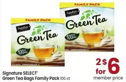 Albertsons Signature select green tea bags family pack offer