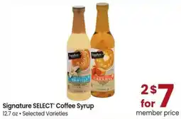 Albertsons Signature select coffee syrup offer