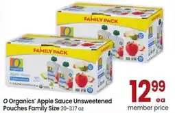 Albertsons O Organics apple sauce unsweetened pouches family size offer