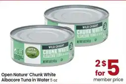 Albertsons Open nature chunk white albacore tuna in water offer