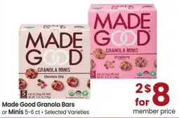 Albertsons Made Good granola bars or minis offer