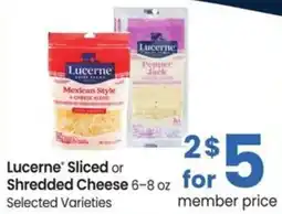 Albertsons Lucerne sliced or shredded cheese offer