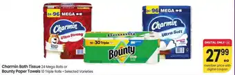 Albertsons Charmin bath tissue or bounty paper towels offer