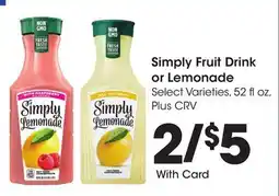 Ralphs Simply Fruit Drink or Lemonade offer