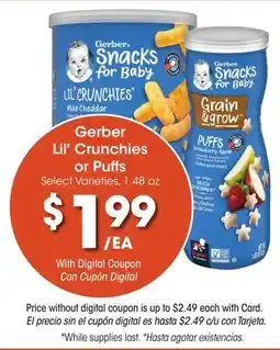 Ralphs Gerber Lil' Crunchies or Puffs offer