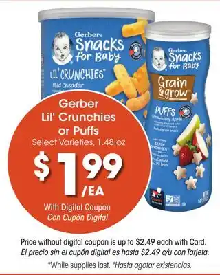 Ralphs Gerber Lil' Crunchies or Puffs offer