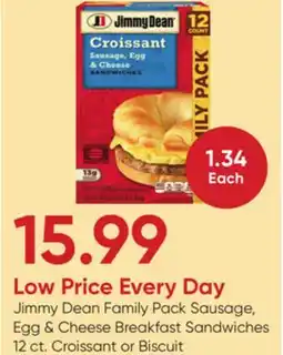 Stater Bros Jimmy Dean Family Pack Sausage, Egg & Cheese Breakfast Sandwiches offer
