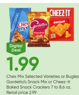 Stater Bros Chex Mix Selected Varieties or Bugles, Gardetto's Snack Mix or Cheez-It Baked Snack Crackers offer