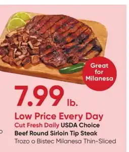Stater Bros USDA Choice Beef Round Sirloin Tip Steak offer
