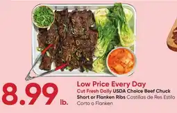 Stater Bros USDA Choice Beef Chuck Short or Flanken Ribs offer