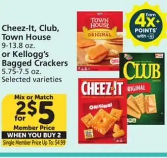 Vons Cheez-It, Club, Town House 9-13.8 oz. or Kellogg's Bagged Crackers 5.75-7.5 oz offer