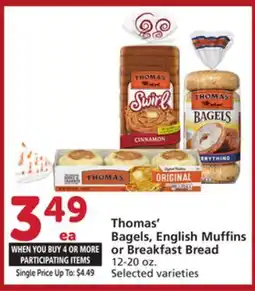 Vons Thomas' Bagels, English Muffins or Breakfast Bread offer