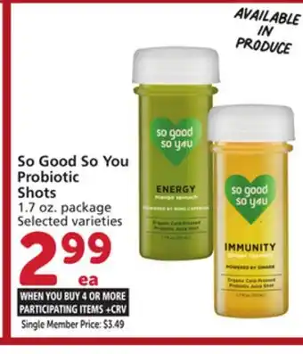 Vons So Good So You Probiotic Shots offer