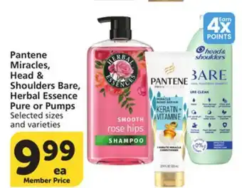 Vons Pantene Miracles, Head & Shoulders Bare, Herbal Essence Pure or Pumps offer