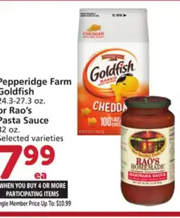 Vons Pepperidge Farm Goldfish 24.3-27.3 oz. or Rao's Pasta Sauce 32 oz offer