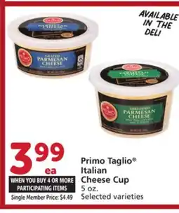 Vons Primo Taglio Italian Cheese Cup offer